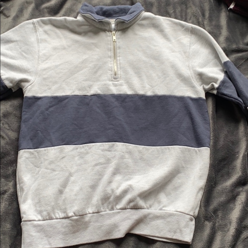 zip up collared crew neck